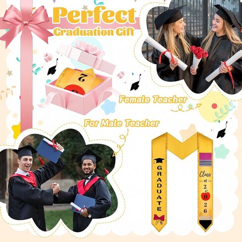 Graduation Sash,Teacher Graduation Stole,Unisex Adults Graduation Stole Class of 2026 for Graduation Ceremony,Graduation Gifts in Saudi Arabia