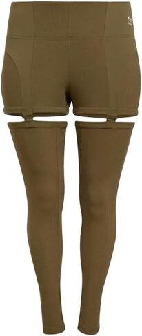 Adidas Women's Plus Size Rib Two-in-One Tights, Focus Olive in Kuwait