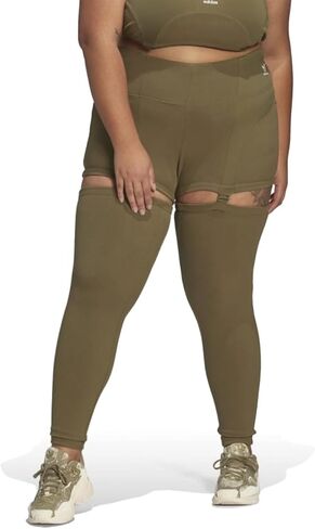 Adidas Women's Plus Size Rib Two-in-One Tights, Focus Olive in Kuwait