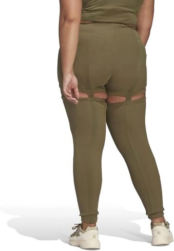 Adidas Women's Plus Size Rib Two-in-One Tights, Focus Olive in Kuwait