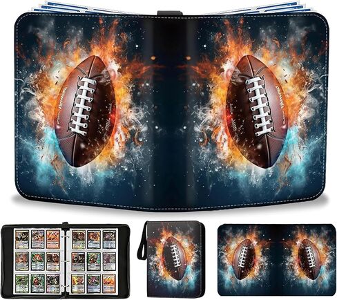 Hockey Card Binder 900 Pockets, Trading Card Binder Sports Card Binder 50 Removable Double Sided Sleeves with Zipper 3-Ring, Hockey Card Holder Baseball Football Soccer Collector Storage Album in Kuwait