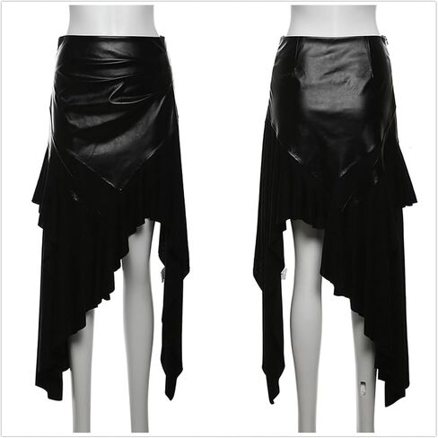 TOMETO STAR Punk Asymmetrical Long Maxi Skirt for Women - Leather Goth Grunge Emo, Vacation Club in Saudi Arabia