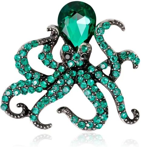 5-Piece Rhinestone Octopus Brooch Set | Chakra Healing Ocean Brooches | Witchy Boho Spiritual Jewelry | Gift for Crystal Lovers in Kuwait