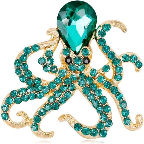 5-Piece Rhinestone Octopus Brooch Set | Chakra Healing Ocean Brooches | Witchy Boho Spiritual Jewelry | Gift for Crystal Lovers in Kuwait