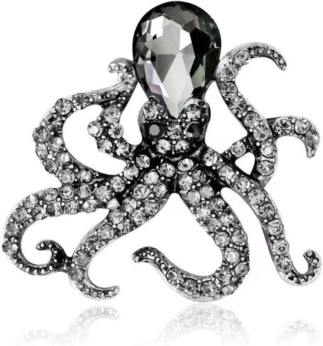 5-Piece Rhinestone Octopus Brooch Set | Chakra Healing Ocean Brooches | Witchy Boho Spiritual Jewelry | Gift for Crystal Lovers in Kuwait