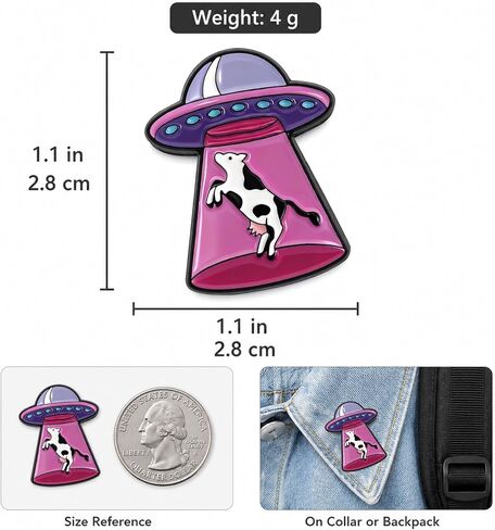 UFO Cow Enamel Pin, Funny Alien Abduction Brooch for Jackets, Hats and Bags | JHCHUYI 1Pcs Glossy metal enamel UFO cow pin for jackets, backpacks, hats, totes, lanyards and pin boards. in Saudi Arabia