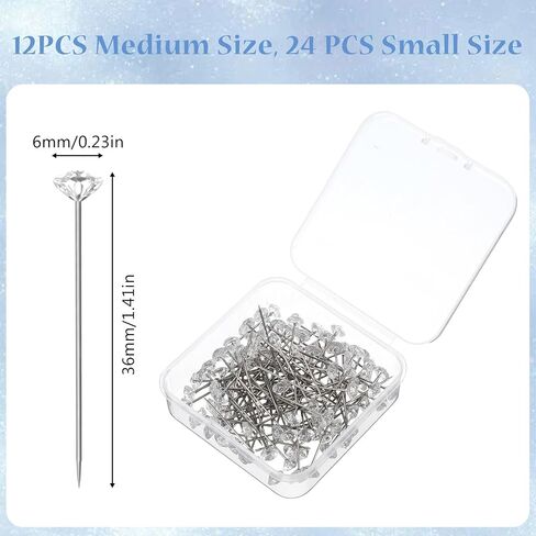 Gold Bouquet Pins Set, 36 PCS Rhinestone Flower Brooches & 100 PCS Crystal Stick Pins for Wedding Bouquet, Corsage, Boutonniere, DIY Craft Embellishments, Wedding Decor Supplies in Kuwait