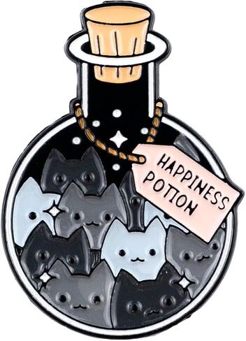 Cat Lover Happiness Potion Enamel Pin, Cute Black Cats Happiness Potion Bottle Pin Brooch, Magical Aesthetic Kittens Bottle Badge Brooch, Cute Witchy Badges For Cat Mom Mama Animal Lover Pet Owner, Kawaii Gothic Kitten Jewelry Accessories in Kuwait