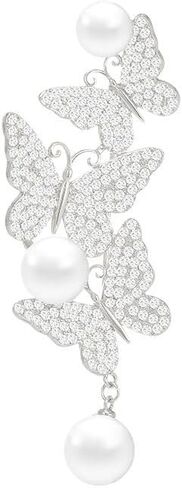 14K Gold Moissanite Freshwater Pearl Butterfly Brooch, Chic Outerwear Floral Pin for Women, Fashionable Accessory with Anti-Exposure Safety Clasp in Kuwait
