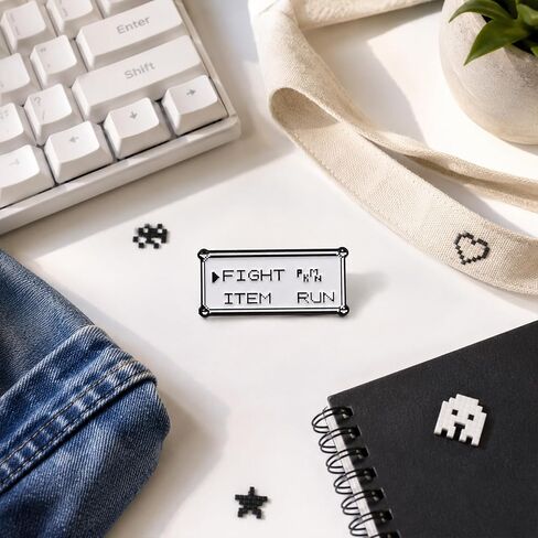 1Pcs Retro Game Menu Enamel Pin, Funny Gamer Lapel Pin for Jackets | Metal enamel pin with retro game-menu art; a playful gamer gift for jackets, bags, hats, lanyards, and pin boards. in Saudi Arabia