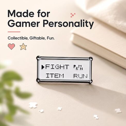 1Pcs Retro Game Menu Enamel Pin, Funny Gamer Lapel Pin for Jackets | Metal enamel pin with retro game-menu art; a playful gamer gift for jackets, bags, hats, lanyards, and pin boards. in Saudi Arabia
