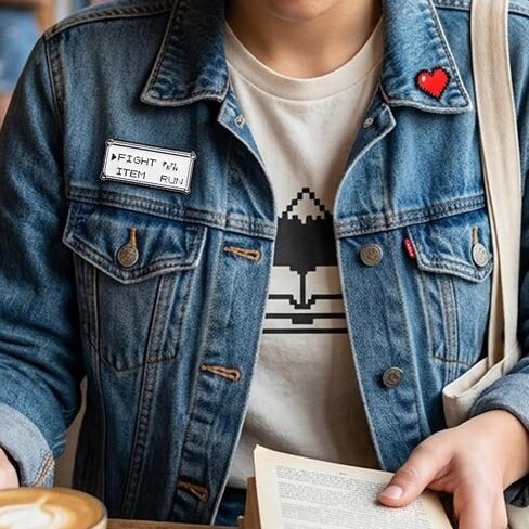 1Pcs Retro Game Menu Enamel Pin, Funny Gamer Lapel Pin for Jackets | Metal enamel pin with retro game-menu art; a playful gamer gift for jackets, bags, hats, lanyards, and pin boards. in Saudi Arabia