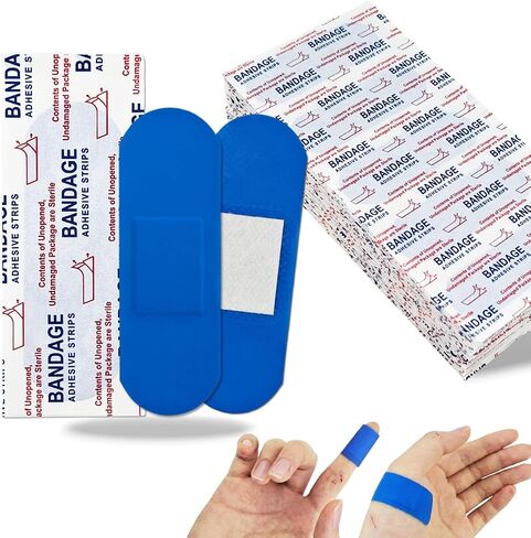 160 Pcs Food Service Blue Metal Detectable Bandage 3" X 1" Waterproof Adhesive Woven Fingertip Flexible Bandages with Non-Stick Pad Latex for First Aid Wound Care and Protection in Saudi Arabia
