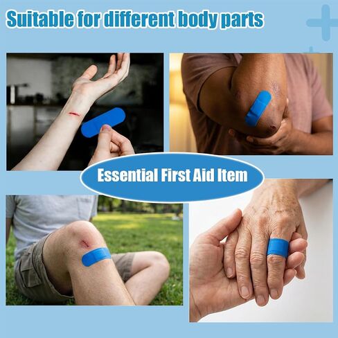 160 Pcs Food Service Blue Metal Detectable Bandage 3" X 1" Waterproof Adhesive Woven Fingertip Flexible Bandages with Non-Stick Pad Latex for First Aid Wound Care and Protection in Saudi Arabia