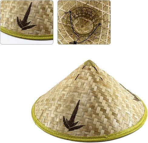 Chinese Hand-Woven Conical Hat, Adult Asian Straw Farmer Hat for Gardening, Fishing, Cosplay, 23 Inch in Saudi Arabia