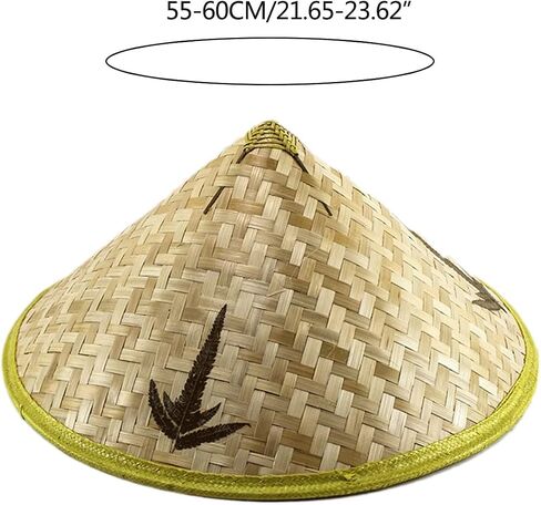Chinese Hand-Woven Conical Hat, Adult Asian Straw Farmer Hat for Gardening, Fishing, Cosplay, 23 Inch in Saudi Arabia