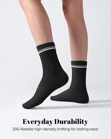 wernies Crew Socks for Women 6 Pairs, Cute Ankle Soft Cotton Casual Calf Socks 9-11 Black in Saudi Arabia
