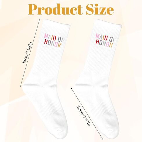 2 Pairs Embroidered Brides Maid Socks, "MAID OF HONOR" Bridesmaid Socks, Cotton Breathable Maid of Honor Sock for Bridal Shower Gifts Bachelorette Party Favor Engagement Wedding Bridesmaid Gift in Kuwait