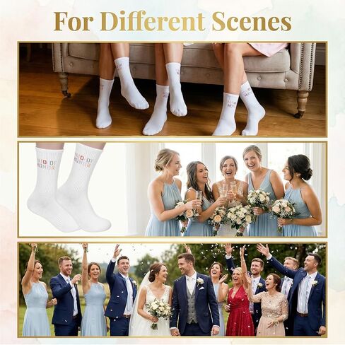 2 Pairs Embroidered Brides Maid Socks, "MAID OF HONOR" Bridesmaid Socks, Cotton Breathable Maid of Honor Sock for Bridal Shower Gifts Bachelorette Party Favor Engagement Wedding Bridesmaid Gift in Kuwait