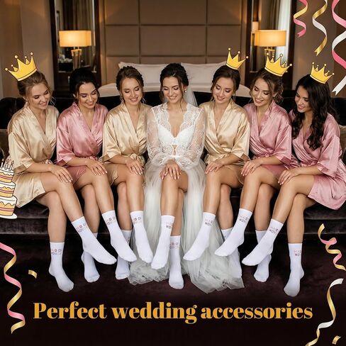 2 Pairs Embroidered Brides Maid Socks, "MAID OF HONOR" Bridesmaid Socks, Cotton Breathable Maid of Honor Sock for Bridal Shower Gifts Bachelorette Party Favor Engagement Wedding Bridesmaid Gift in Kuwait