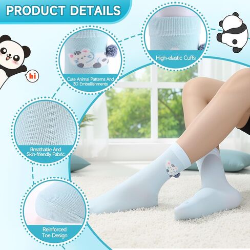 5 Pairs Cat Socks for Women Cute Animal Socks 3D Novelty Silly Cotton Sock for Women Weird Stuff Cat Lovers Gifts in Saudi Arabia