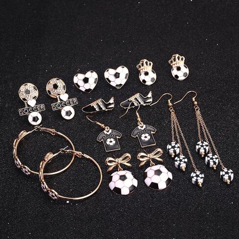 9 Pairs Soccer Earrings for Women Soccer Ball Stud Hoop Earrings Sporty Soccer Jewelry Gift Game Day Outfits Accessories Party Favors in Kuwait