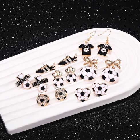 9 Pairs Soccer Earrings for Women Soccer Ball Stud Hoop Earrings Sporty Soccer Jewelry Gift Game Day Outfits Accessories Party Favors in Kuwait