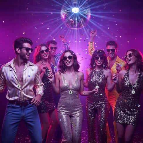 48PCS Disco Necklaces Decoration Bulk 1.2 Inch 70s Jewelry Party Favors Mini Disco Balls Decoration with Rope Stage Props Costume Accessories for Party Favor Wedding Christmas Tree in Saudi Arabia