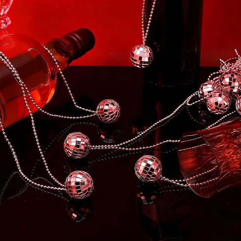 48PCS Disco Necklaces Decoration Bulk 1.2 Inch 70s Jewelry Party Favors Mini Disco Balls Decoration with Rope Stage Props Costume Accessories for Party Favor Wedding Christmas Tree in Saudi Arabia