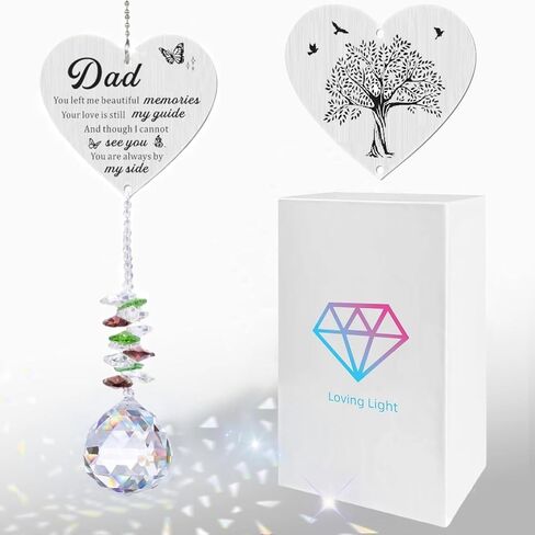 Memorial Suncatcher Gifts for Loss of Dad, Sympathy Gifts for Loss of Dad, Dad in Heaven Memorial Crystal Suncatcher for Window Home Decor (Dad) in Saudi Arabia