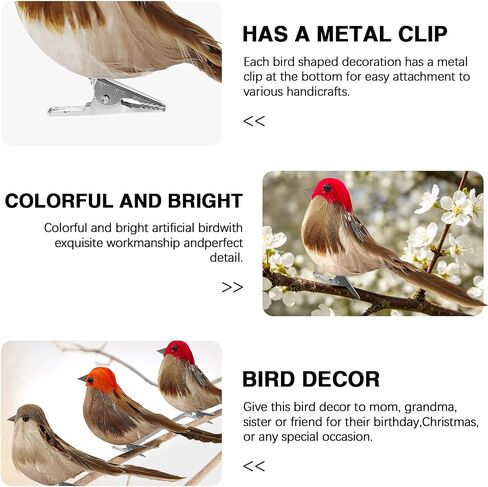 6 Pcs Artificial Birds,Artificial Simulation Foam Bird Sparrow Ornaments Clip on Decorative Feathered Birds for Garden Party Decoration Wreath Crafts in Saudi Arabia