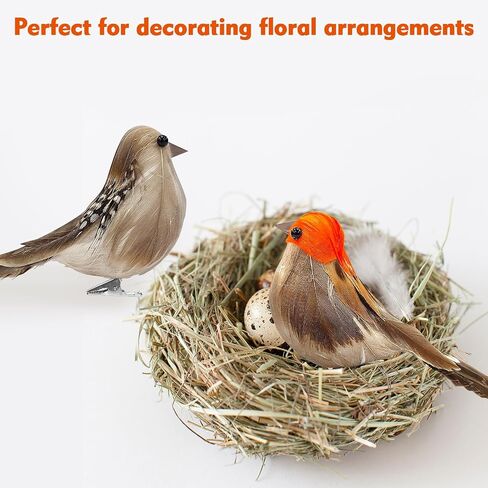 6 Pcs Artificial Birds,Artificial Simulation Foam Bird Sparrow Ornaments Clip on Decorative Feathered Birds for Garden Party Decoration Wreath Crafts in Saudi Arabia