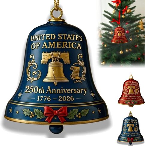 America 250 Bell Ornament, United States 250th Anniversary 1776-2026, 3D Red & Gold Patriotic Hanging Collectible Gifts (Blue) in Kuwait