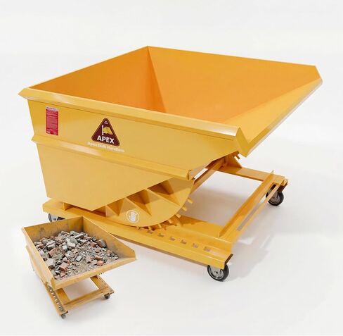 Apex HD75 Forklift Heavy Duty Self-Dumping Hopper w/Casters, 3/4 Cubic Yard, 6000 lb Capacity, Durable Steel, Made in The USA (3/4 Cubic Yard) in Saudi Arabia