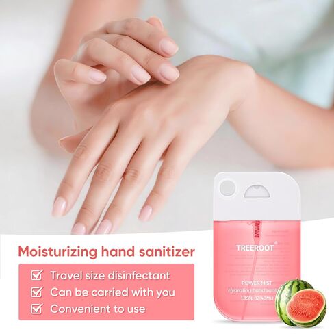 Treeroot 4-Pack Hydrating Hand Sanitizer Spray, Alcohol-Free Travel Size Pocket Sanitizer with Keychain Hook, Silver Ion Moisturizing Rinse-Free Hand Washcloths Sprayer, Women Travel Essentials in Saudi Arabia