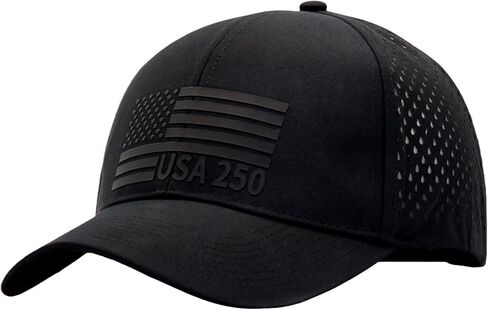 250th Anniversary USA Flag Hat, Laser Cut Breathable Mesh Patriotic Tactical Baseball Cap for Men Women, Fits OSFM&XXL Head in Saudi Arabia