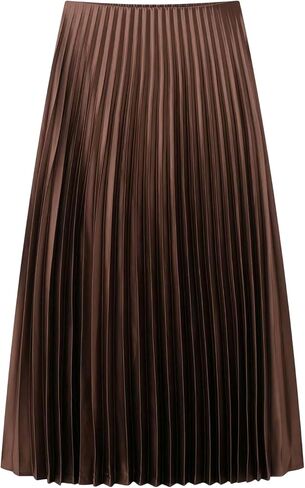 Floerns Women's Elegant Pleated Skirt Mid Waist Dressy Casual Shirring Long Skirt in Kuwait