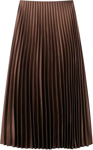 Floerns Women's Elegant Pleated Skirt Mid Waist Dressy Casual Shirring Long Skirt in Kuwait