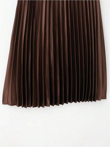 Floerns Women's Elegant Pleated Skirt Mid Waist Dressy Casual Shirring Long Skirt in Kuwait