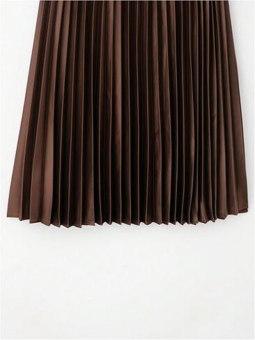 Floerns Women's Elegant Pleated Skirt Mid Waist Dressy Casual Shirring Long Skirt in Kuwait
