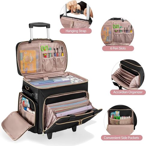 Rolling Teacher Bag with Wheels Bundle with Teacher Tote Bag, Fits for 15.6" Laptop, Black in Kuwait
