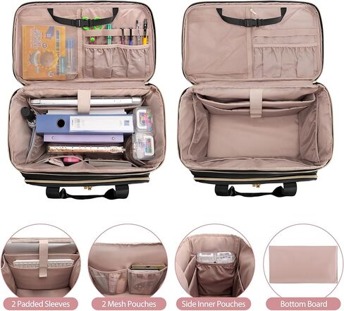 Rolling Teacher Bag with Wheels Bundle with Teacher Tote Bag, Fits for 15.6" Laptop, Black in Kuwait