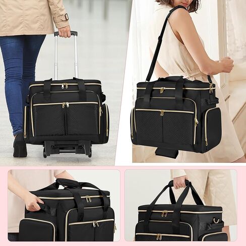 Rolling Teacher Bag with Wheels Bundle with Teacher Tote Bag, Fits for 15.6" Laptop, Black in Kuwait
