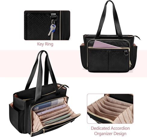 Rolling Teacher Bag with Wheels Bundle with Teacher Tote Bag, Fits for 15.6" Laptop, Black in Kuwait