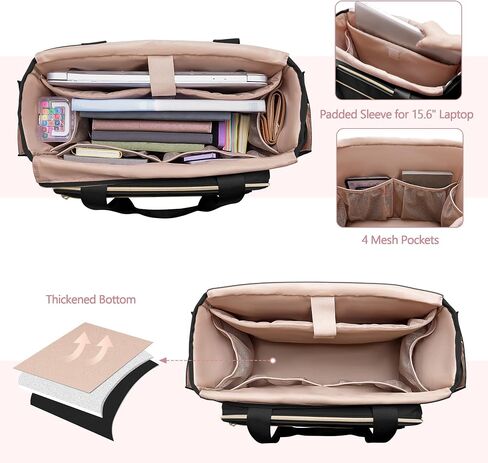 Rolling Teacher Bag with Wheels Bundle with Teacher Tote Bag, Fits for 15.6" Laptop, Black in Kuwait