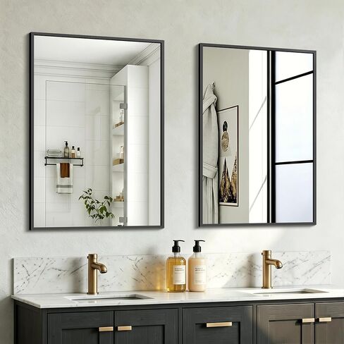Bathroom Mirror for Wall, 2 Pack 20"x30" Black Vanity Mirror with Metal Frame for Over Sink, Bathroom, Bedroom, Living Room, Entryway in Saudi Arabia