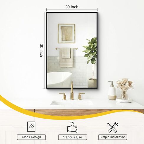 Bathroom Mirror for Wall, 2 Pack 20"x30" Black Vanity Mirror with Metal Frame for Over Sink, Bathroom, Bedroom, Living Room, Entryway in Saudi Arabia