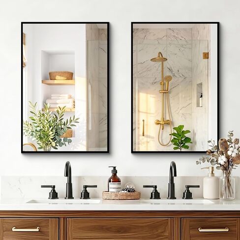 Bathroom Mirror for Wall, 2 Pack 20"x30" Black Vanity Mirror with Metal Frame for Over Sink, Bathroom, Bedroom, Living Room, Entryway in Saudi Arabia