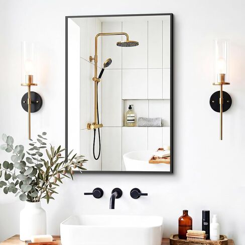 Bathroom Mirror for Wall, 2 Pack 20"x30" Black Vanity Mirror with Metal Frame for Over Sink, Bathroom, Bedroom, Living Room, Entryway in Saudi Arabia