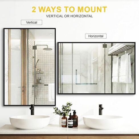 Bathroom Mirror for Wall, 2 Pack 20"x30" Black Vanity Mirror with Metal Frame for Over Sink, Bathroom, Bedroom, Living Room, Entryway in Saudi Arabia